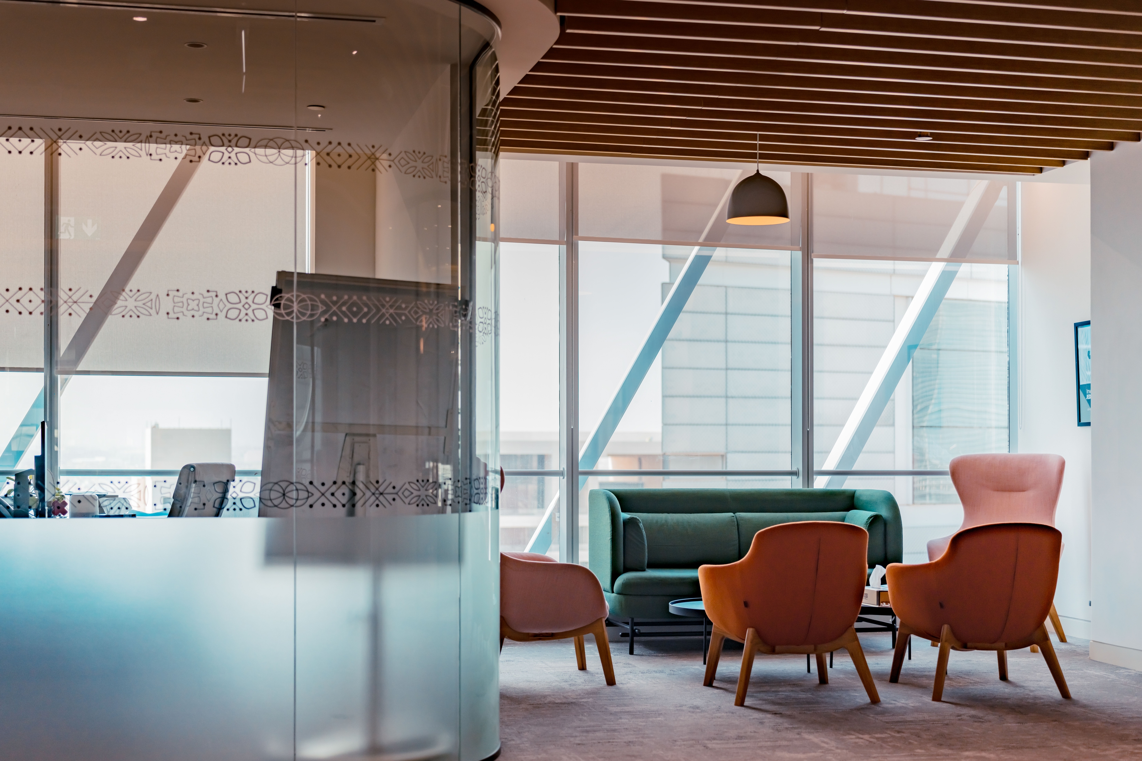 Interior view of ROSHN Group's modern office space