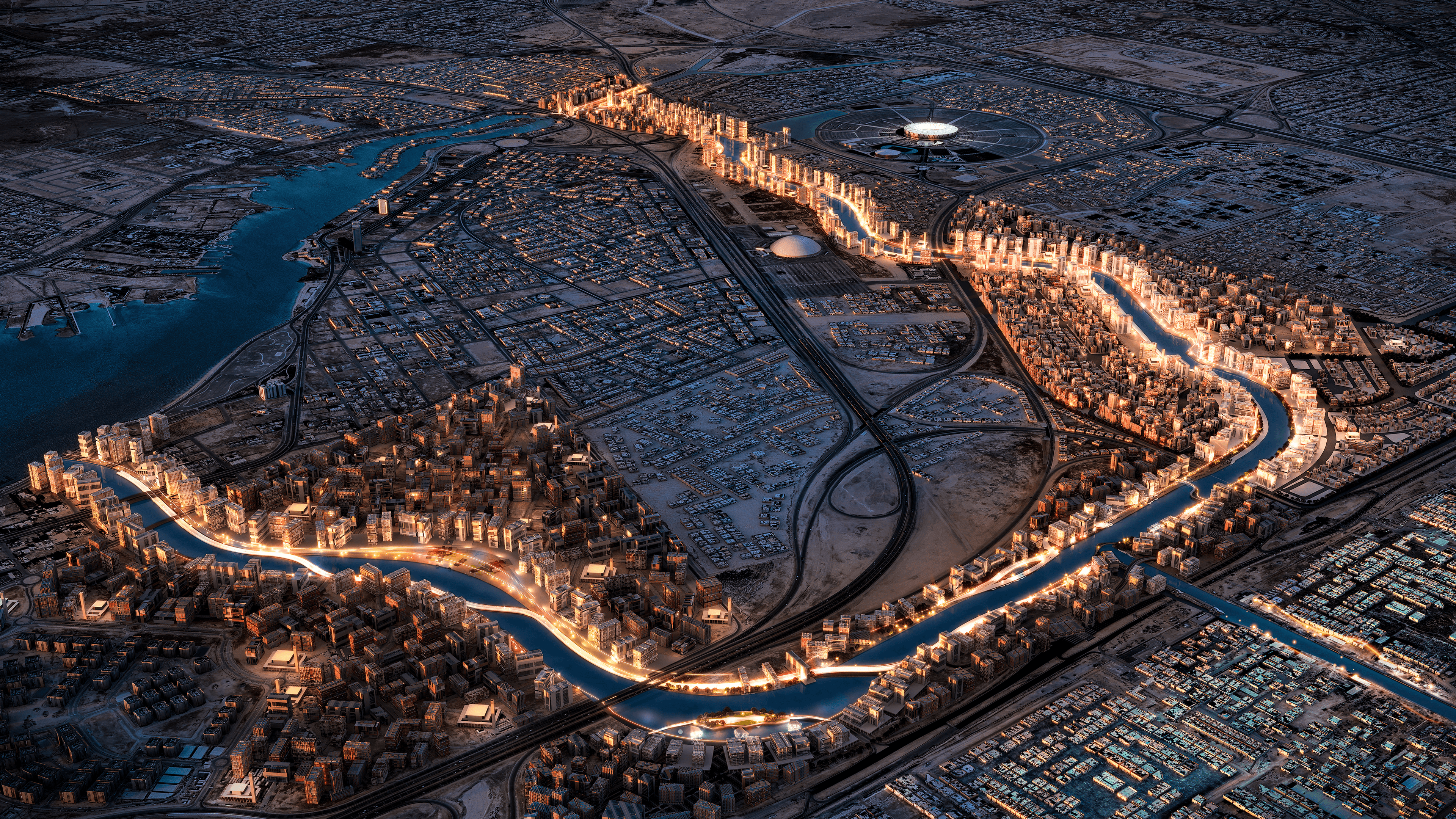 Aerial view of ROSHN Group's first mixed-use destination, MARAFY, in Jeddah
